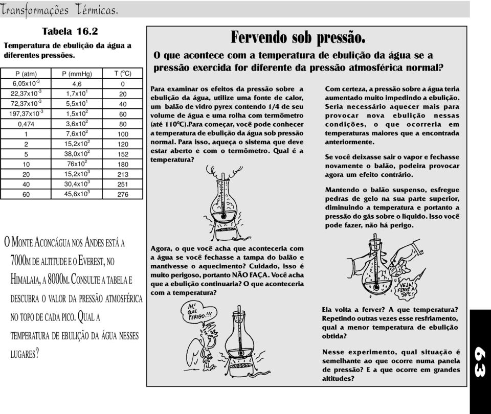 45,6x10 3 76 Fervendo sob pressão. O que acontece co a teperatura de ebulição da água se a pressão exercida for diferente da pressão atosférica noral?