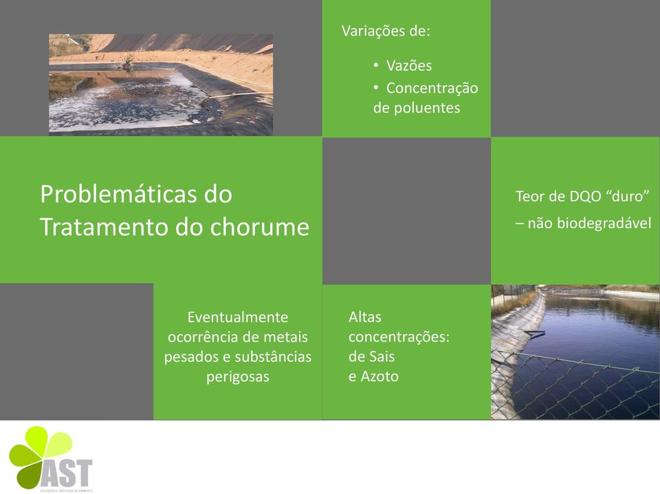 não biodegradável Eventualmente ocorrência de metais