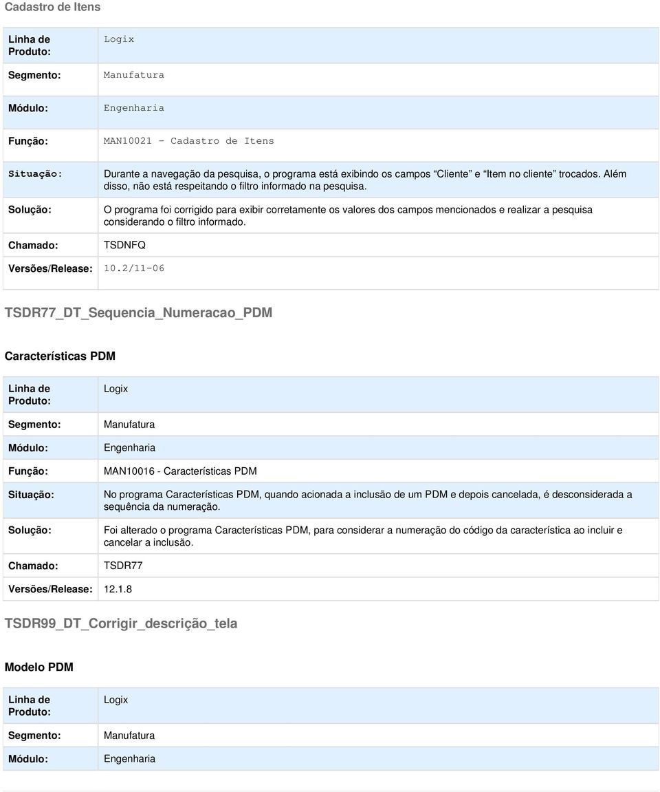 O programa foi corrigido para exibir corretamente os valores dos campos mencionados e realizar a pesquisa considerando o filtro informado.