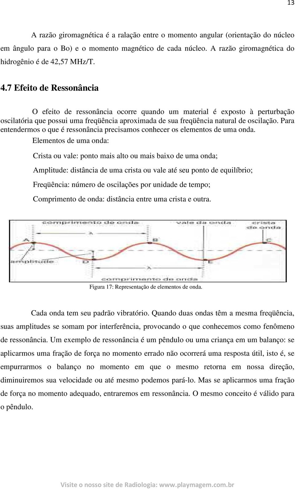 Para entendermos o que é ressonância precisamos conhecer os elementos de uma onda.