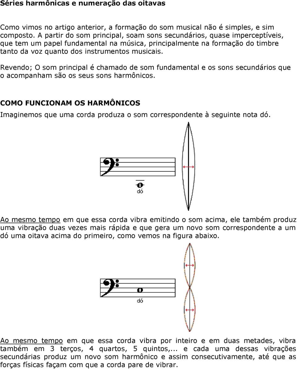 Revendo; O som principal é chamado de som fundamental e os sons secundários que o acompanham são os seus sons harmônicos.