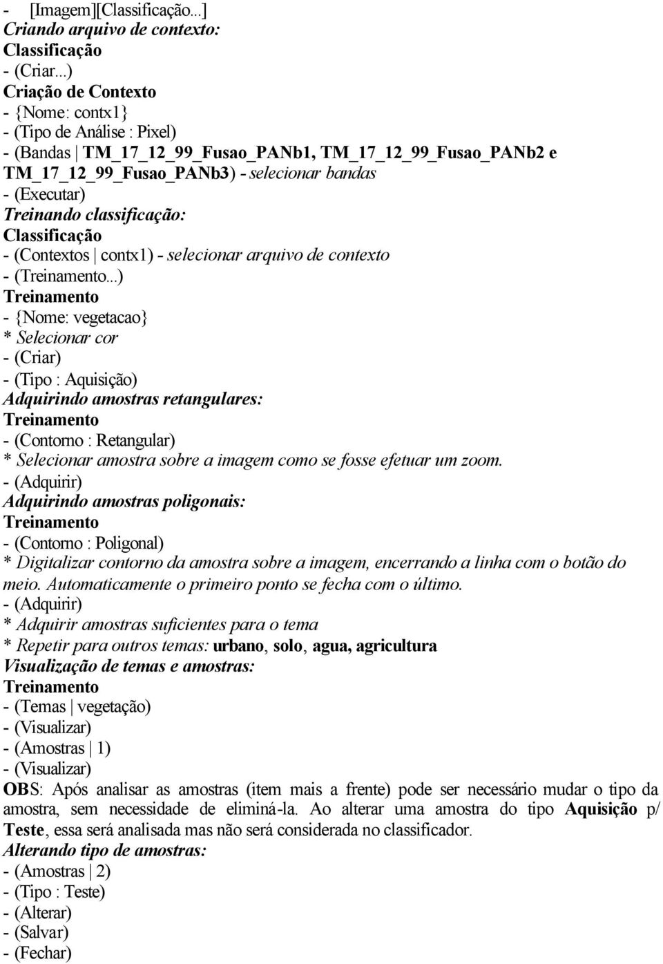 Classificação - (Contextos contx1) - selecionar arquivo de contexto - (Treinamento.