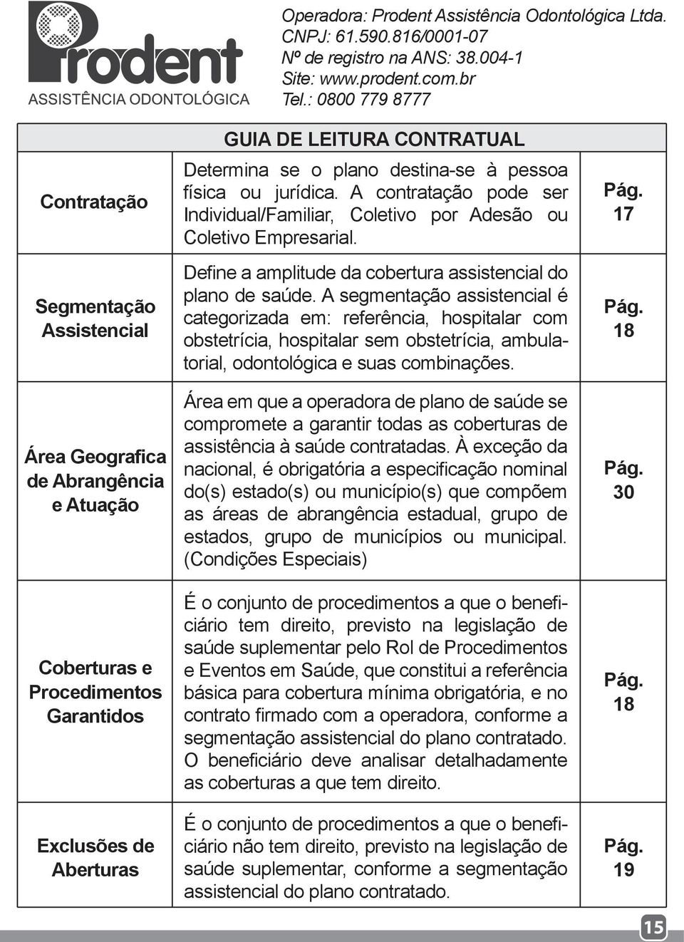 plano destina-se à pessoa física ou jurídica. A contratação pode ser Individual/Familiar, Coletivo por Adesão ou Coletivo Empresarial. Define a amplitude da cobertura assistencial do plano de saúde.