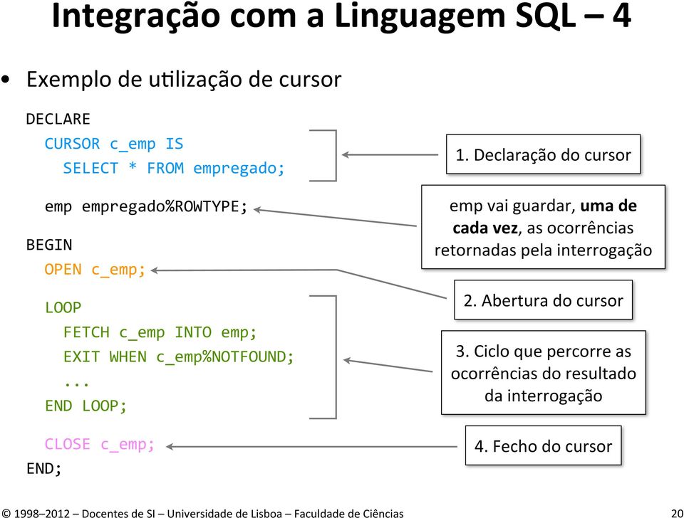 .. END LOOP; CLOSE c_emp; END; 1.