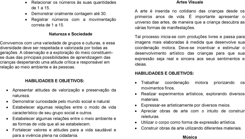 A observação e a exploração do meio constituemse duas das principais possibilidades de aprendizagem das crianças despertando uma atitude crítica e responsável em relação ao meio ambiente e às pessoas.