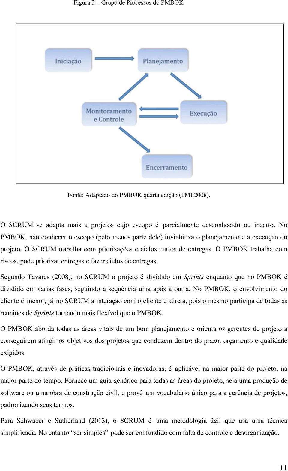 O PMBOK trabalha com riscos, pode priorizar entregas e fazer ciclos de entregas.