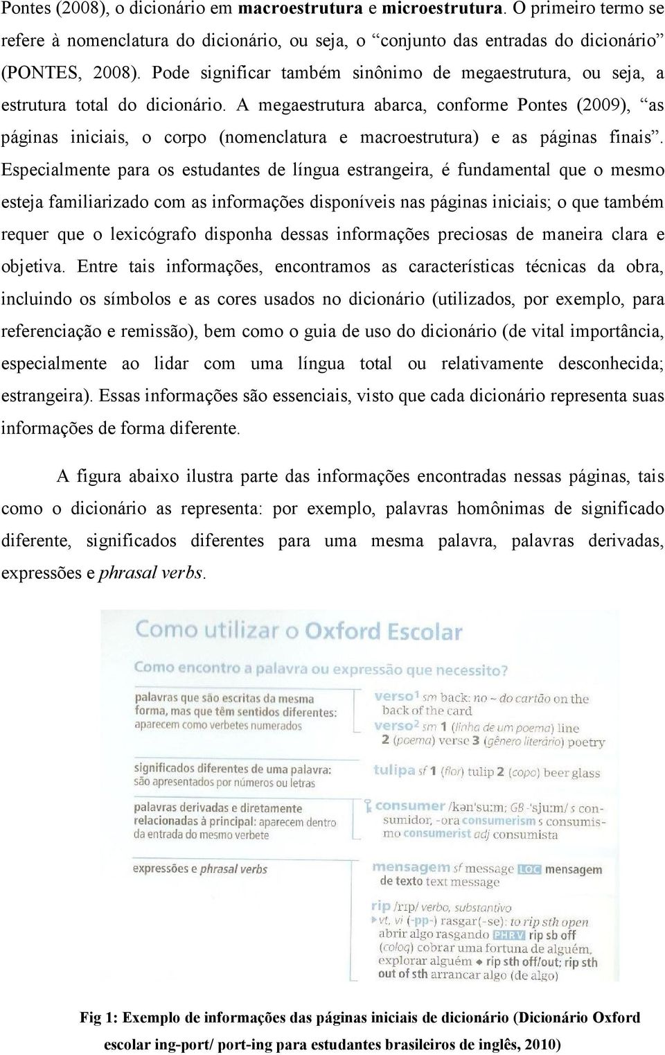 A megaestrutura abarca, conforme Pontes (2009), as páginas iniciais, o corpo (nomenclatura e macroestrutura) e as páginas finais.