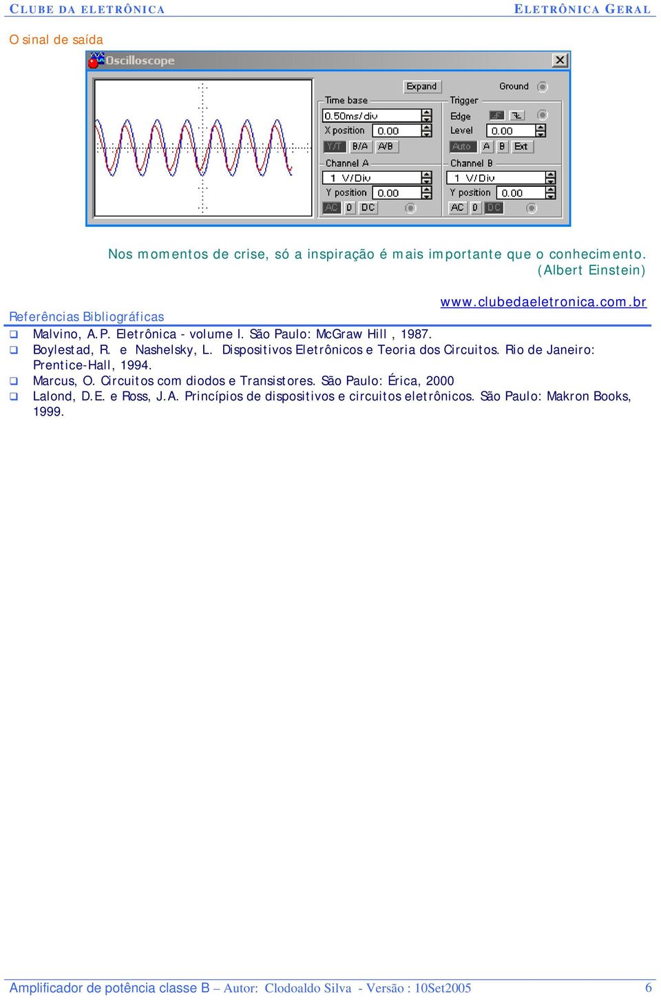 Dispositivos Eletrônicos e Teoria dos Circuitos. Rio de Janeiro: Prentice-Hall, 1994. Marcus, O. Circuitos com diodos e Transistores.