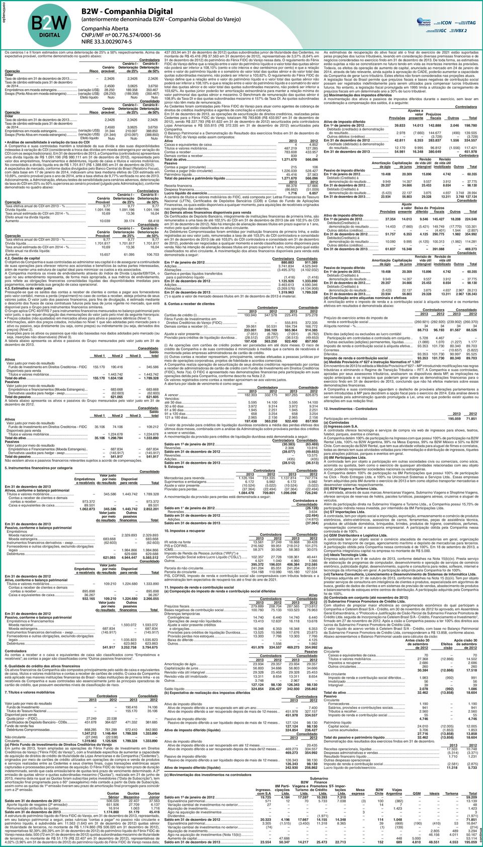 .. 2,3426 2,3426 2,3426 Taxa de câmbio estimada para 31 de dezembro de 2014... 2,4500 3,0625 3,6750 Empréstimos em moeda estrangeira... (variação US$) 28.250 189.358 350.