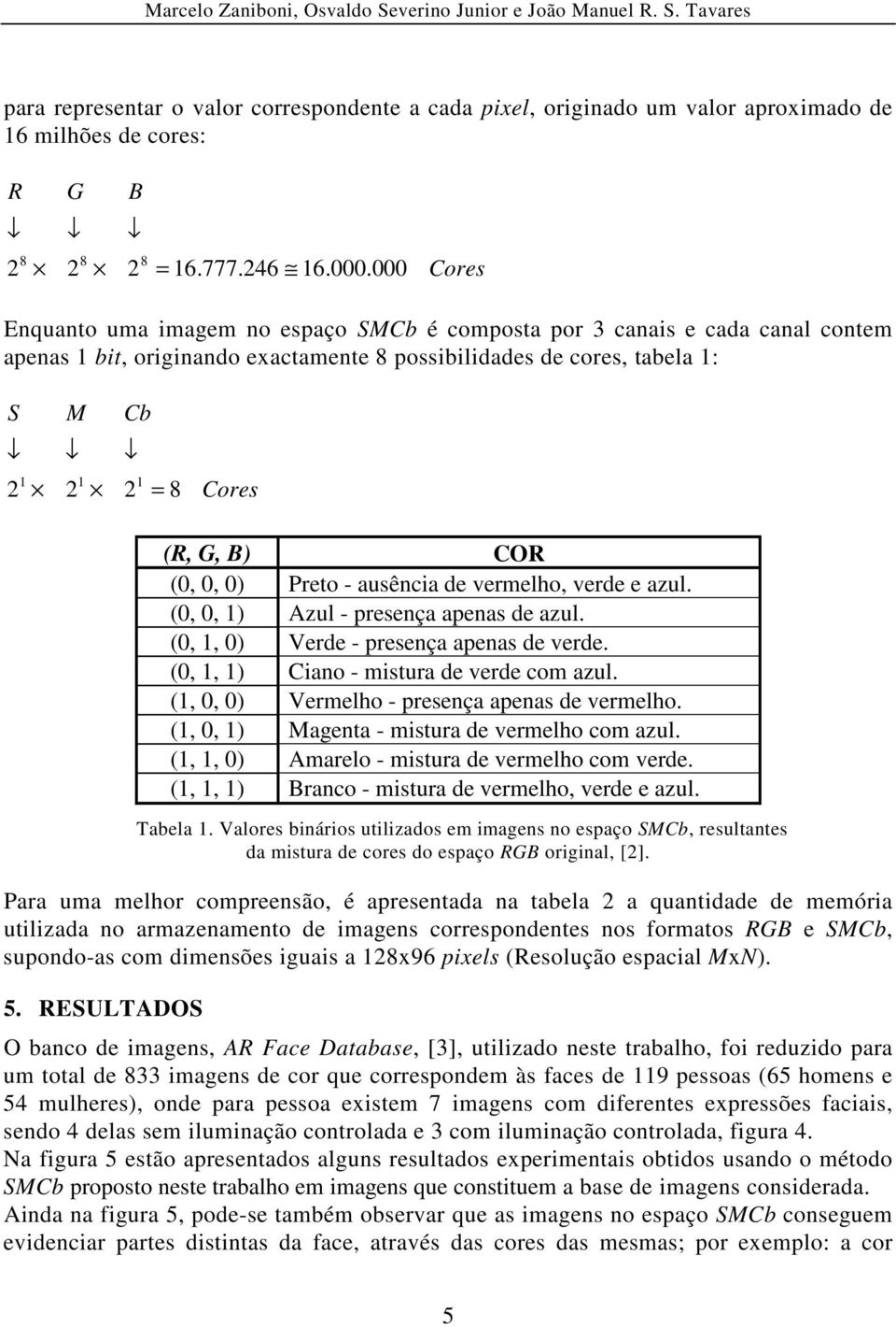 (0, 0, 0) Preto - ausência de vermelho, verde e azul. (0, 0, 1) Azul - presença apenas de azul. (0, 1, 0) Verde - presença apenas de verde. (0, 1, 1) Ciano - mistura de verde com azul.