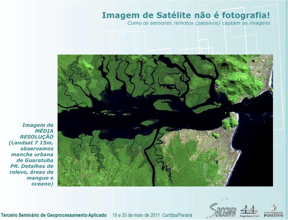 Detalhes de relevo, áreas de mangue e oceano) Imagem