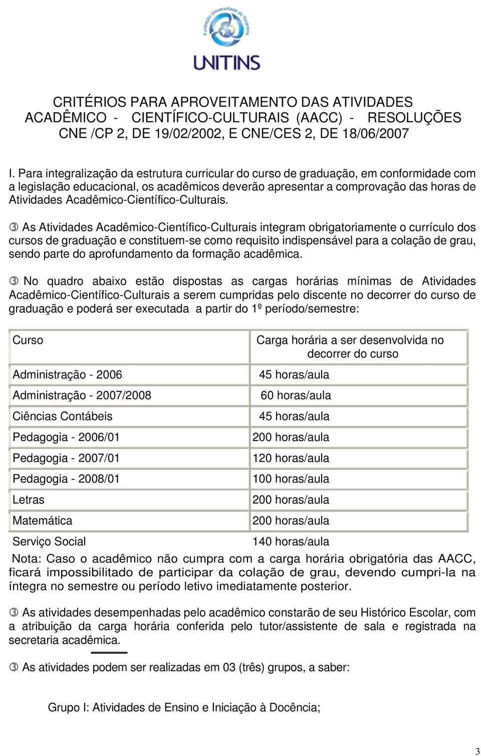 Acadêmico-Científico-Culturais.