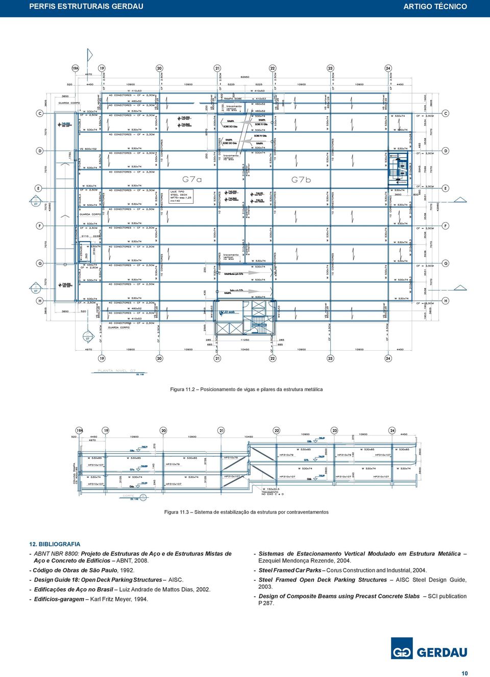 - Design Guide 18: Open Deck Parking Structures AISC. - Edificações de Aço no Brasil Luiz Andrade de Mattos Dias, 2002. - Edifícios-garagem Karl Fritz Meyer, 1994.