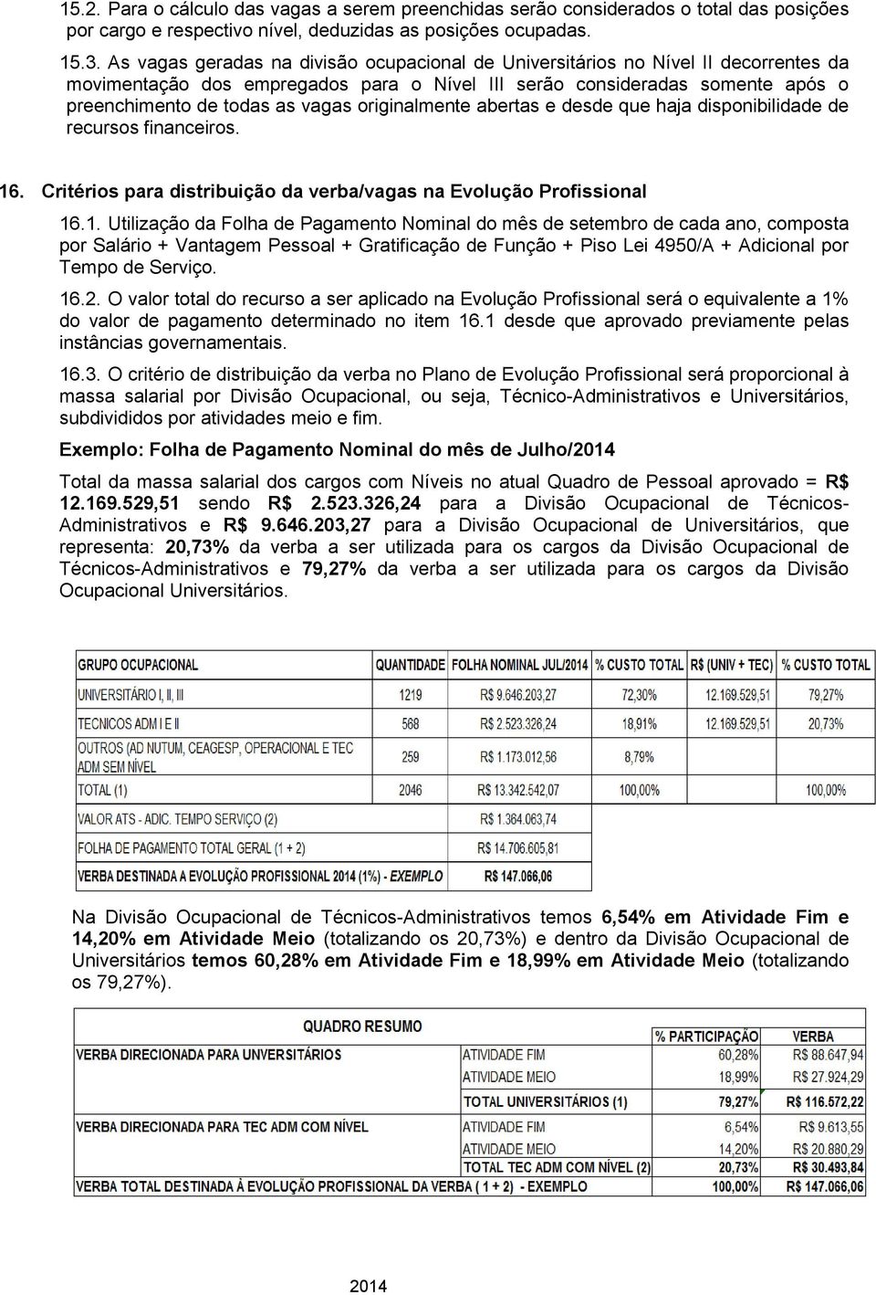 originalmente abertas e desde que haja disponibilidade de recursos financeiros. 16