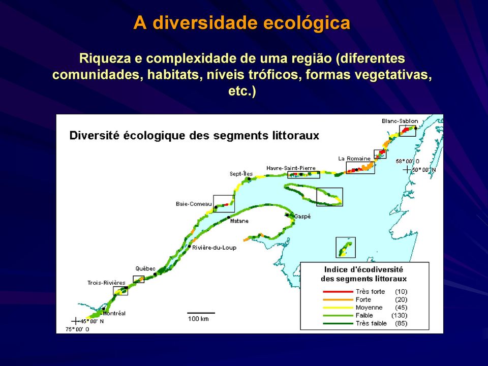 (diferentes comunidades, habitats,