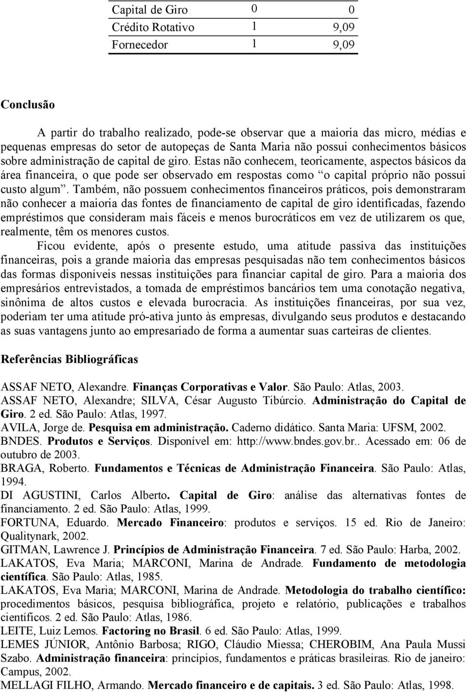 Estas não conhecem, teoricamente, aspectos básicos da área financeira, o que pode ser observado em respostas como o capital próprio não possui custo algum.