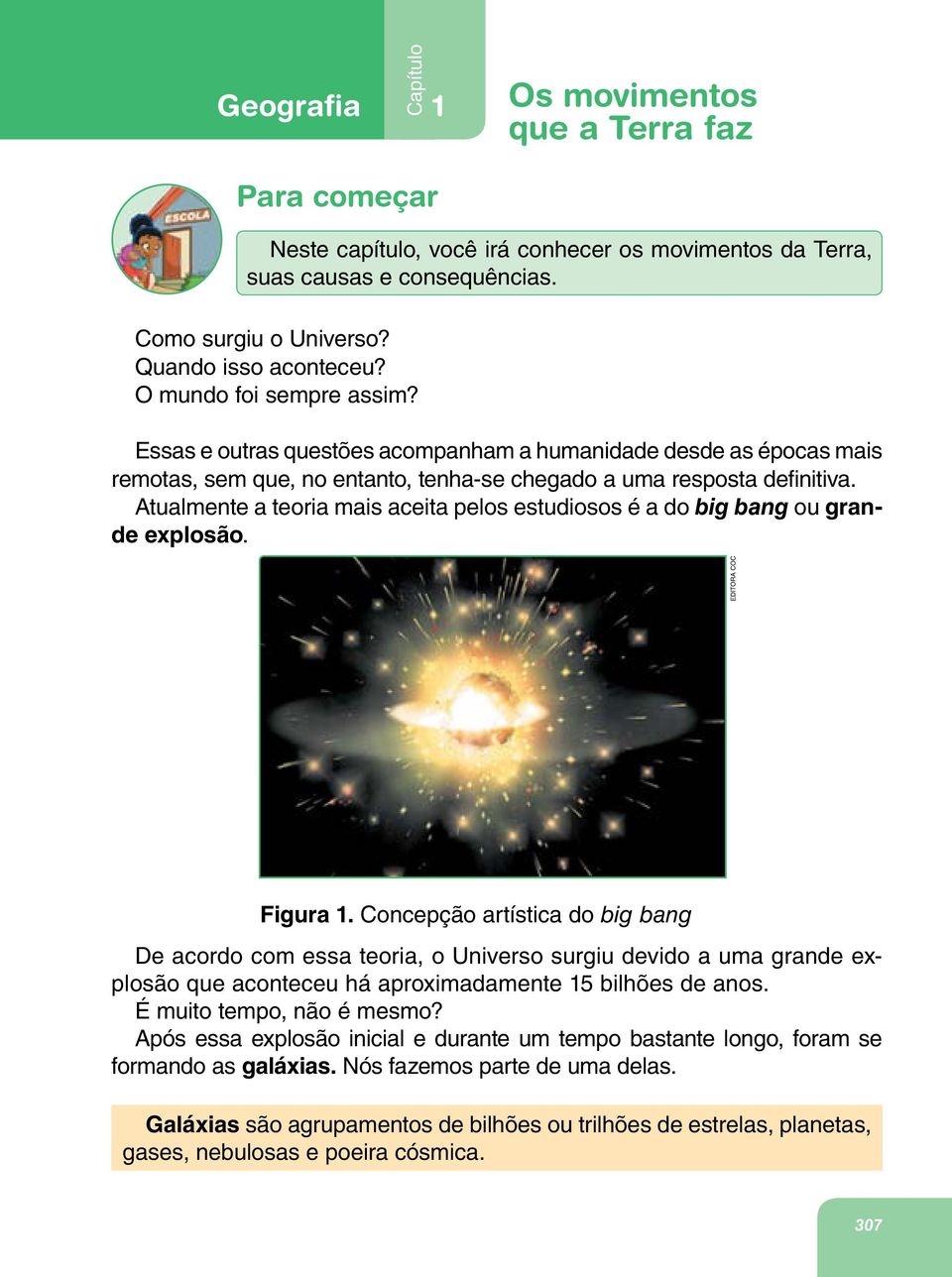 Atualmente a teoria mais aceita pelos estudiosos é a do big bang ou grande explosão. EDITORA COC Figura 1.