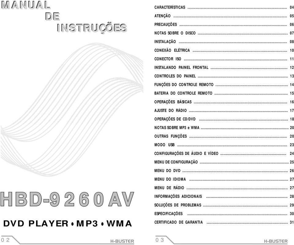 .. 17 OPERAÇÕES DE CD/DVD... 18 NOTAS SOBRE MP3 e WMA... 20 OUTRAS FUNÇÕES... 20 MODO USB... 23 CONFIGURAÇÕES DE ÁUDIO E VÍDEO... 24 MENU DE CONFIGURAÇÃO... 25 MENU DO DVD.