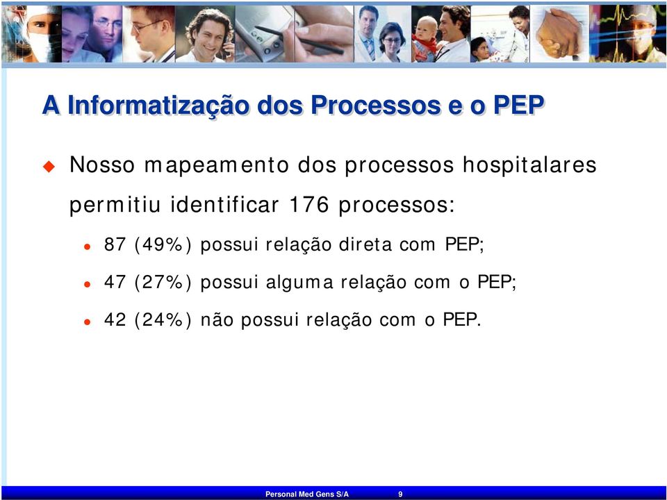 (49%) possui relação direta com PEP; 47 (27%) possui alguma