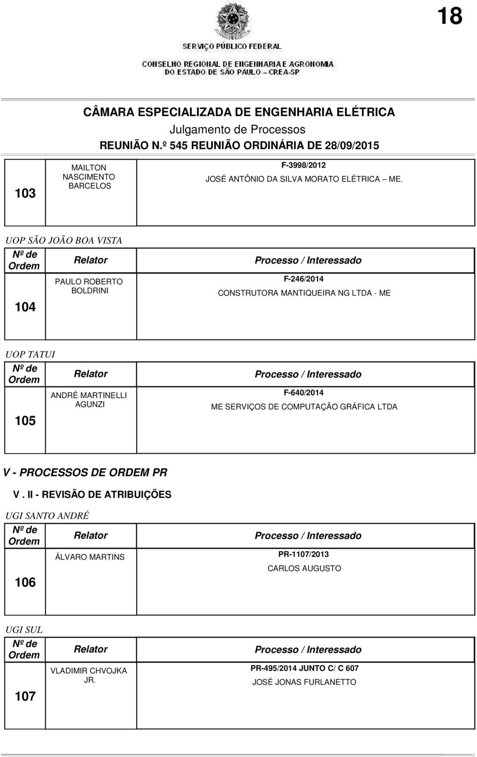 ANDRÉ MARTINELLI AGUNZI F-640/2014 ME SERVIÇOS DE COMPUTAÇÃO GRÁFICA LTDA V - PROCESSOS DE ORDEM PR V.