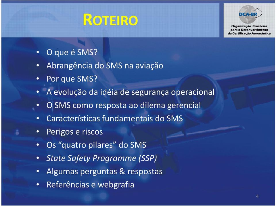 gerencial Características fundamentais do SMS Perigos e riscos Os quatro