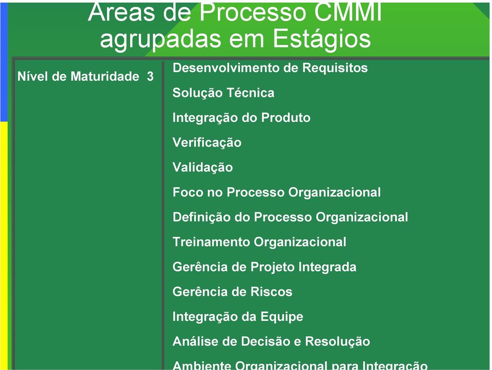 Organizacional Definição do Processo Organizacional Treinamento Organizacional Gerência