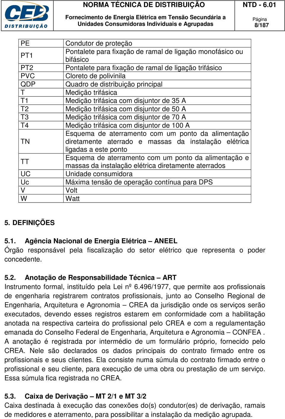 Medição trifásica com disjuntor de 100 A Esquema de aterramento com um ponto da alimentação diretamente aterrado e massas da instalação elétrica ligadas a este ponto Esquema de aterramento com um