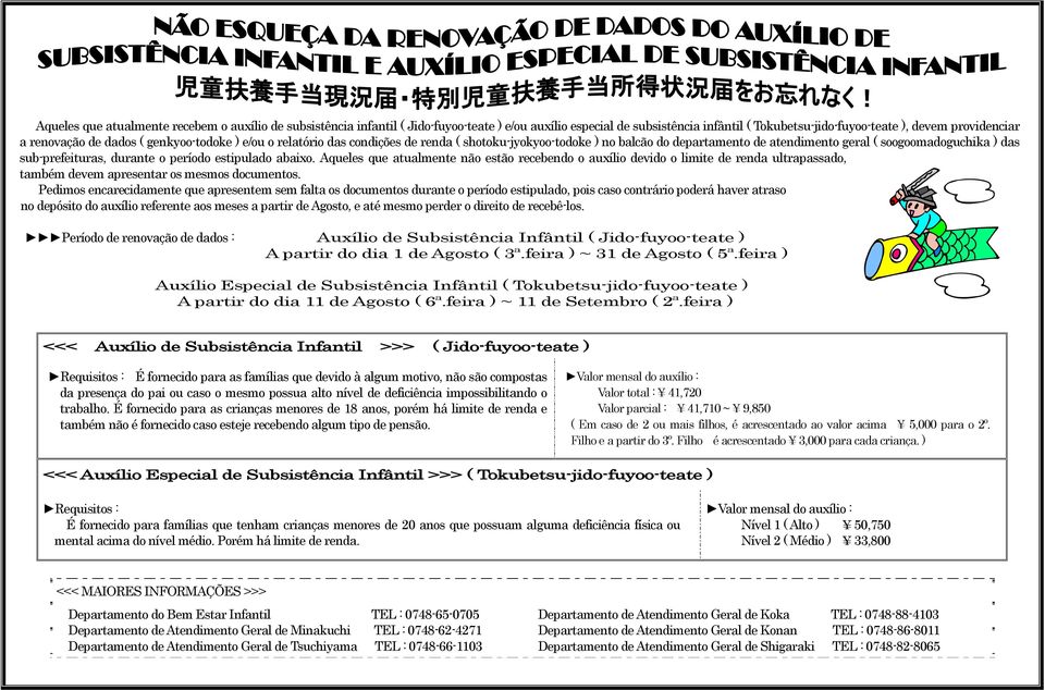 estipulado abaixo. Aqueles que atualmente não estão recebendo o auxílio devido o limite de renda ultrapassado, também devem apresentar os mesmos documentos.