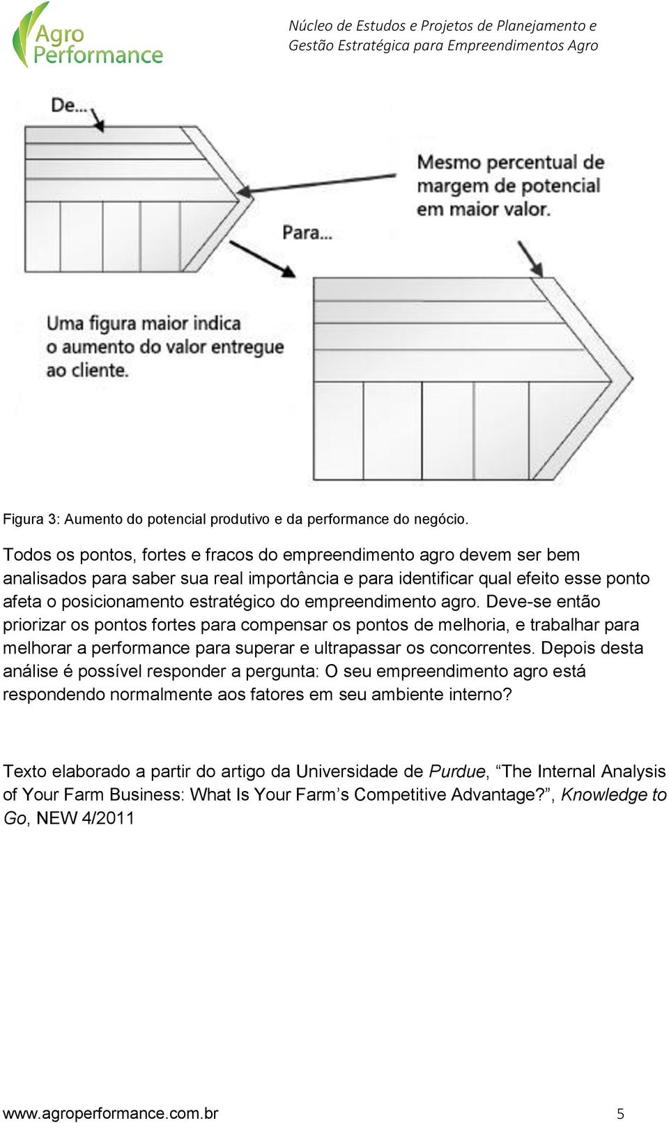 empreendimento agro. Deve-se então priorizar os pontos fortes para compensar os pontos de melhoria, e trabalhar para melhorar a performance para superar e ultrapassar os concorrentes.