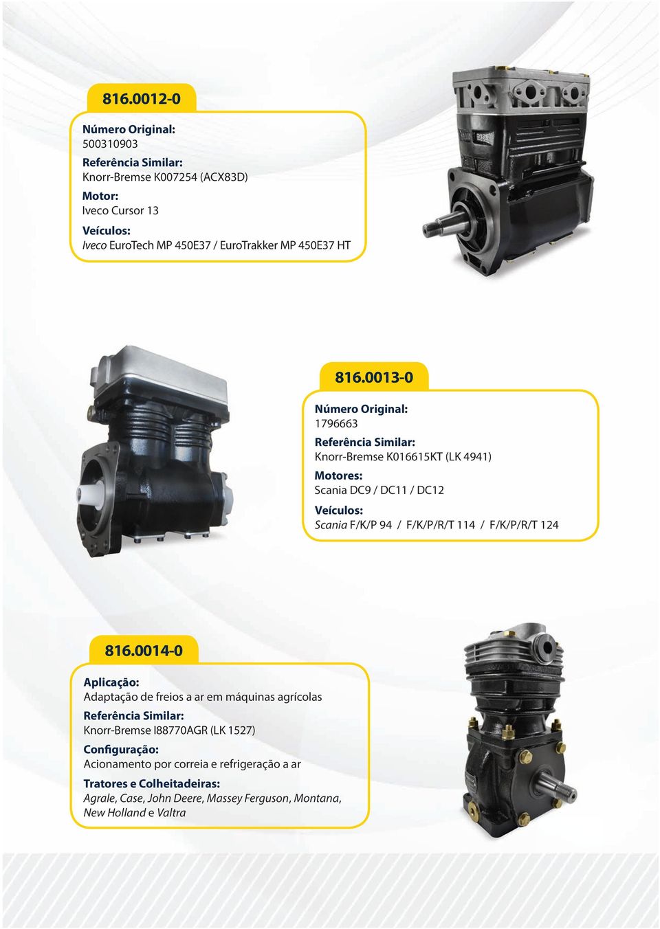 0014-0 Aplicação: Adaptação de freios a ar em máquinas agrícolas Knorr-Bremse I88770AGR (LK 1527) Configuração: Acionamento