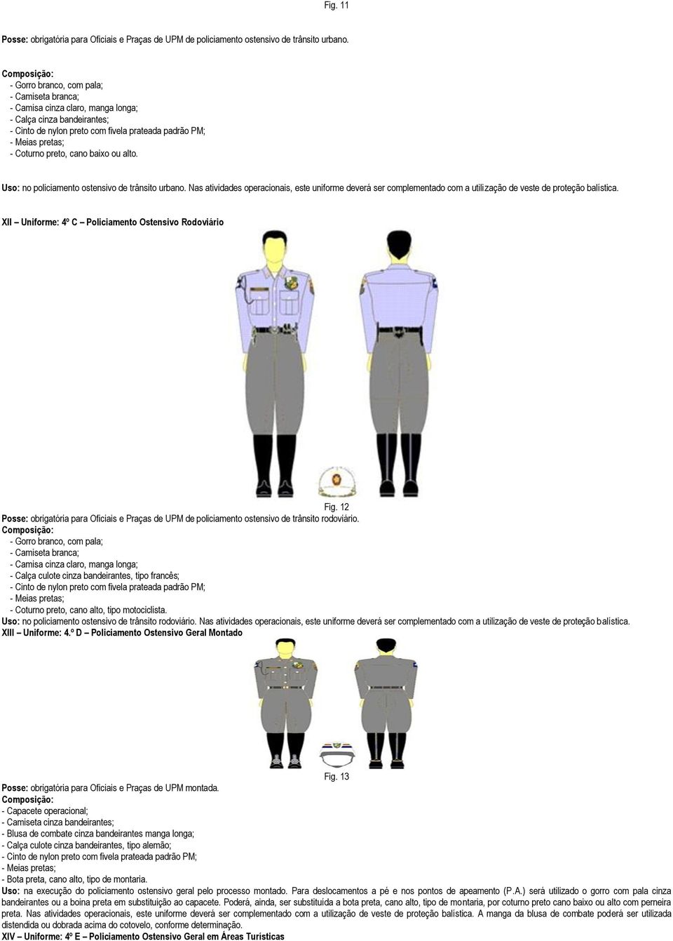 Nas atividades operacionais, este uniforme deverá ser complementado com a utilização de veste de proteção balística. XII Uniforme: 4º C Policiamento Ostensivo Rodoviário Fig.