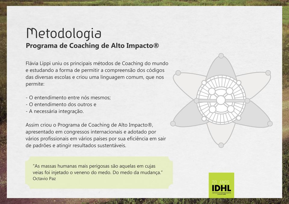 Assim criou o Programa de Coaching de Alto Impacto, apresentado em congressos internacionais e adotado por vários profissionais em vários países por sua eficiência em