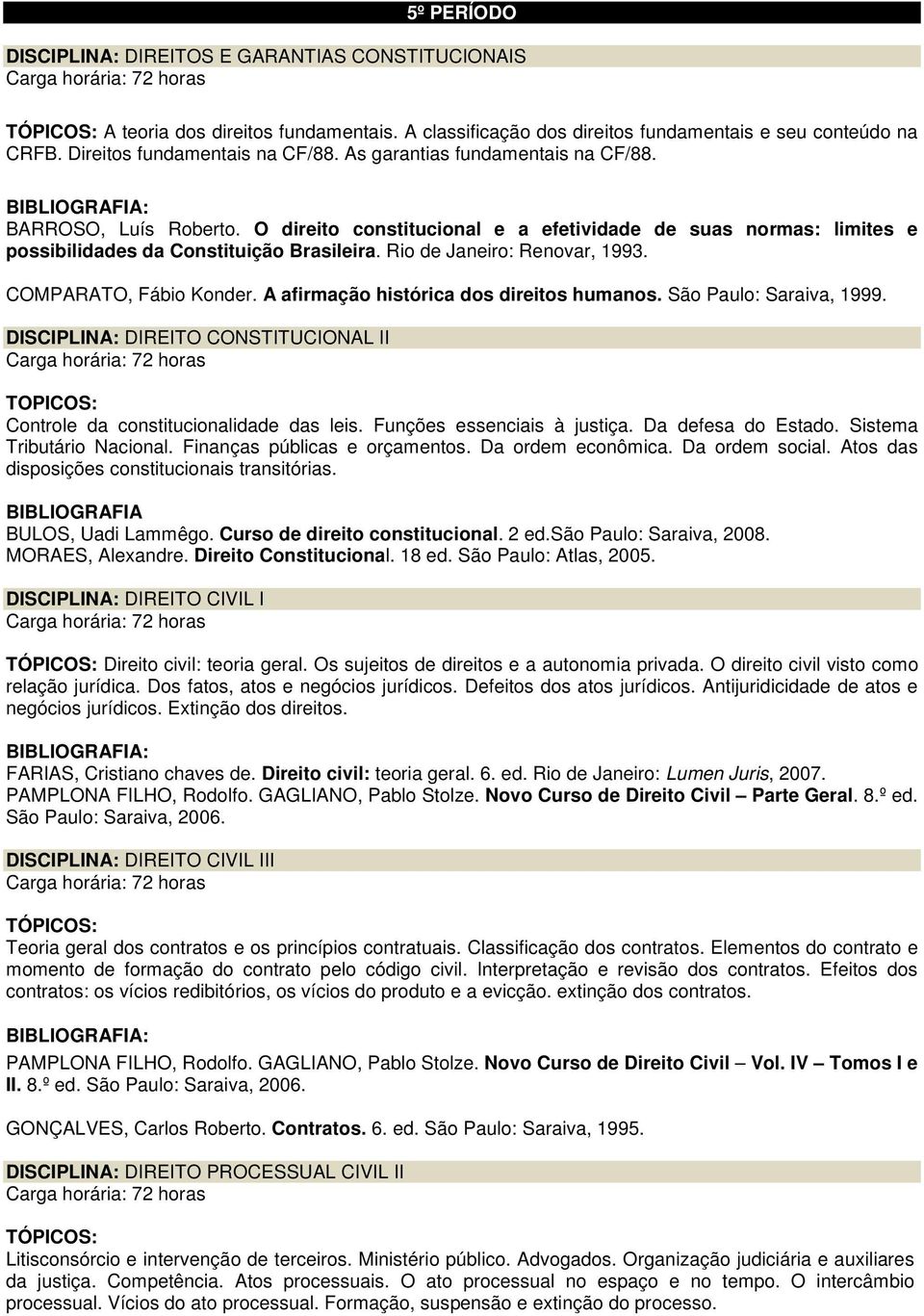 BULOS, Uadi Lammêgo. Curso de direito constitucional. 2 ed.são Paulo: Saraiva, 2008. Direito civil: teoria geral. Os sujeitos de direitos e a autonomia privada.