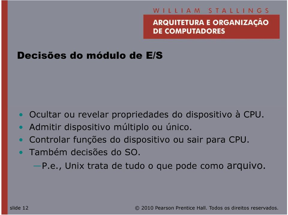 Controlar funções do dispositivo ou sair para CPU.