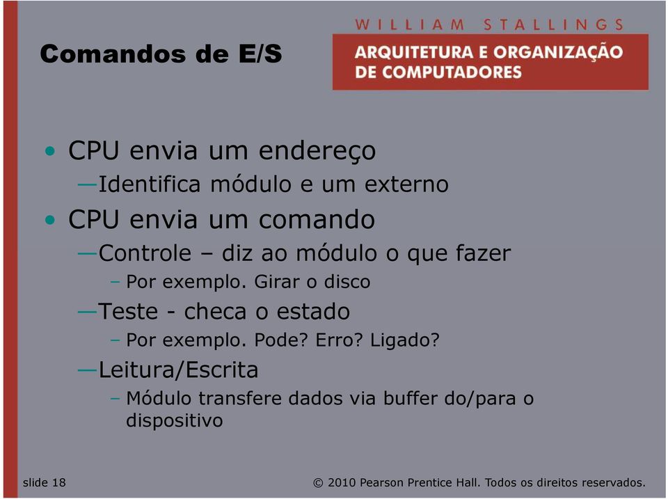 Girar o disco Teste - checa o estado Por exemplo. Pode? Erro? Ligado?