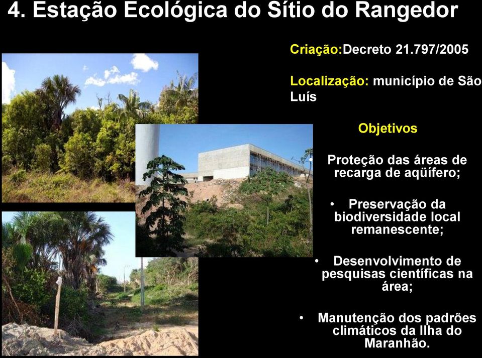 de aqüífero; Preservação da biodiversidade local remanescente;