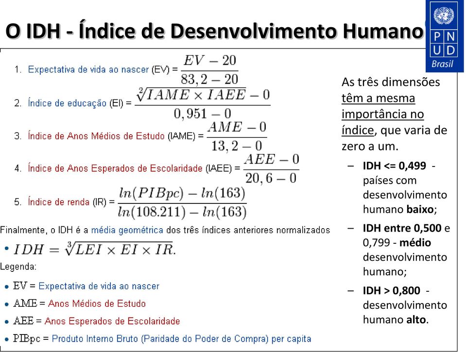 IDH <= 0,499 - países com desenvolvimento humano baixo; IDH entre