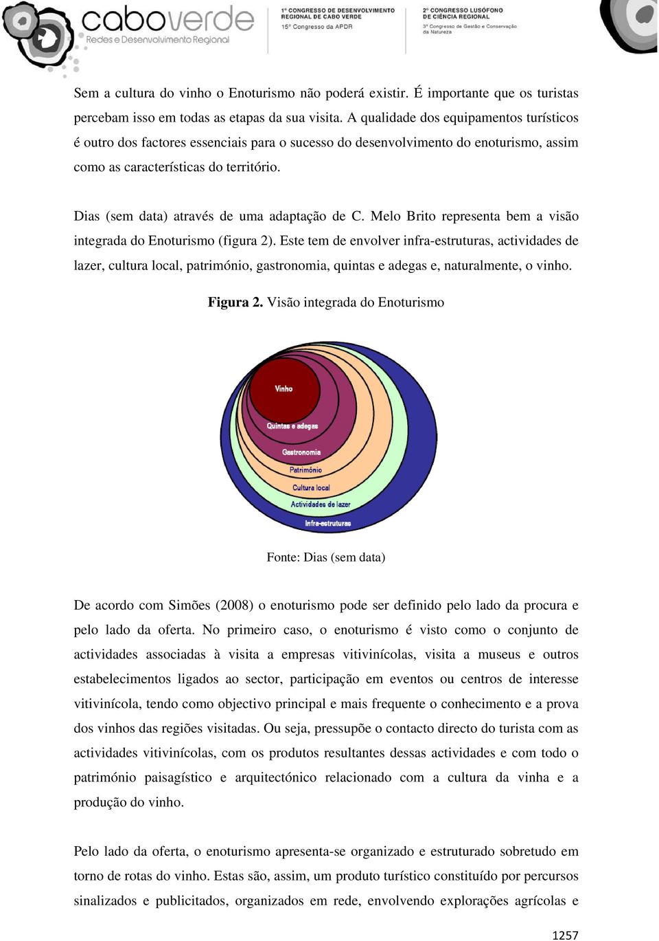 Dias (sem data) através de uma adaptação de C. Melo Brito representa bem a visão integrada do Enoturismo (figura 2).