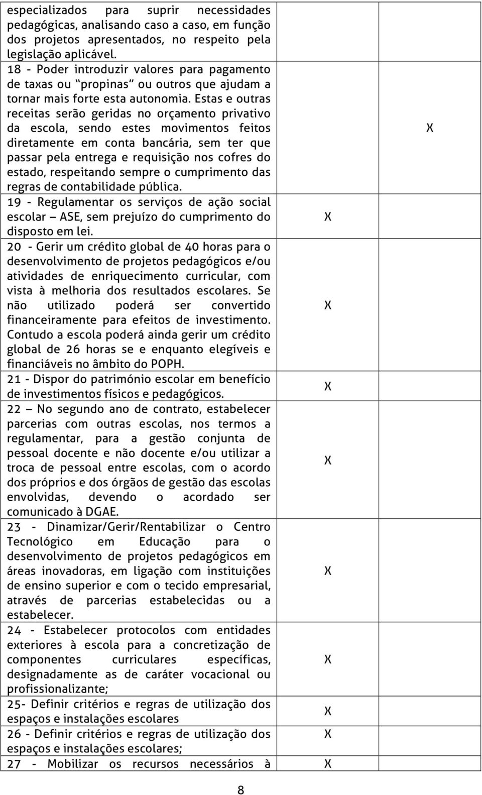 Estas e outras receitas serão geridas no orçamento privativo da escola, sendo estes movimentos feitos diretamente em conta bancária, sem ter que passar pela entrega e requisição nos cofres do estado,