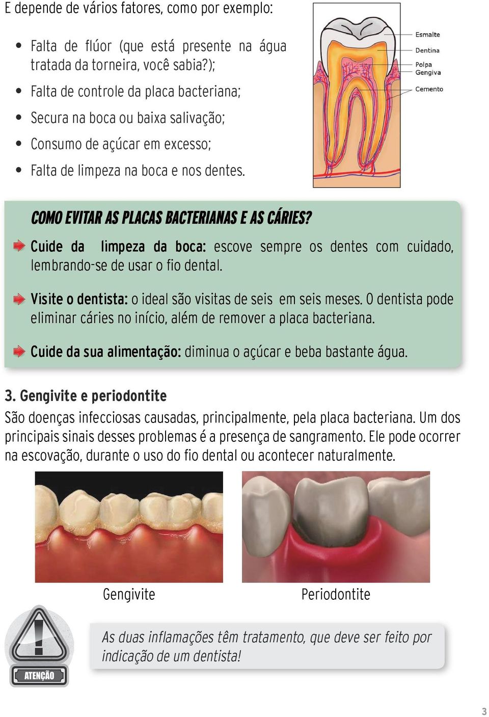 Cuide da limpeza da boca: escove sempre os dentes com cuidado, lembrando-se de usar o fio dental. Visite o dentista: o ideal são visitas de seis em seis meses.