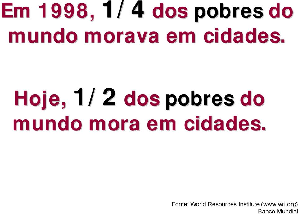 Hoje, 1/2 dos pobres do mundo mora 