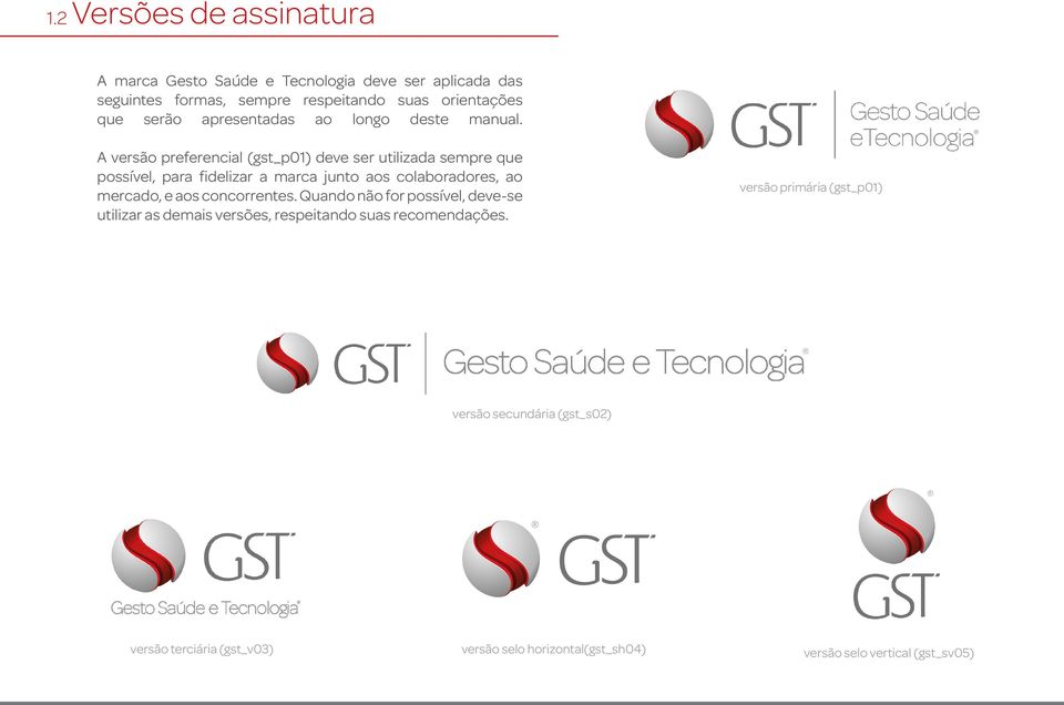 A versão preferencial (gst_p01) deve ser utilizada sempre que possível, para fidelizar a marca junto aos colaboradores, ao mercado, e aos