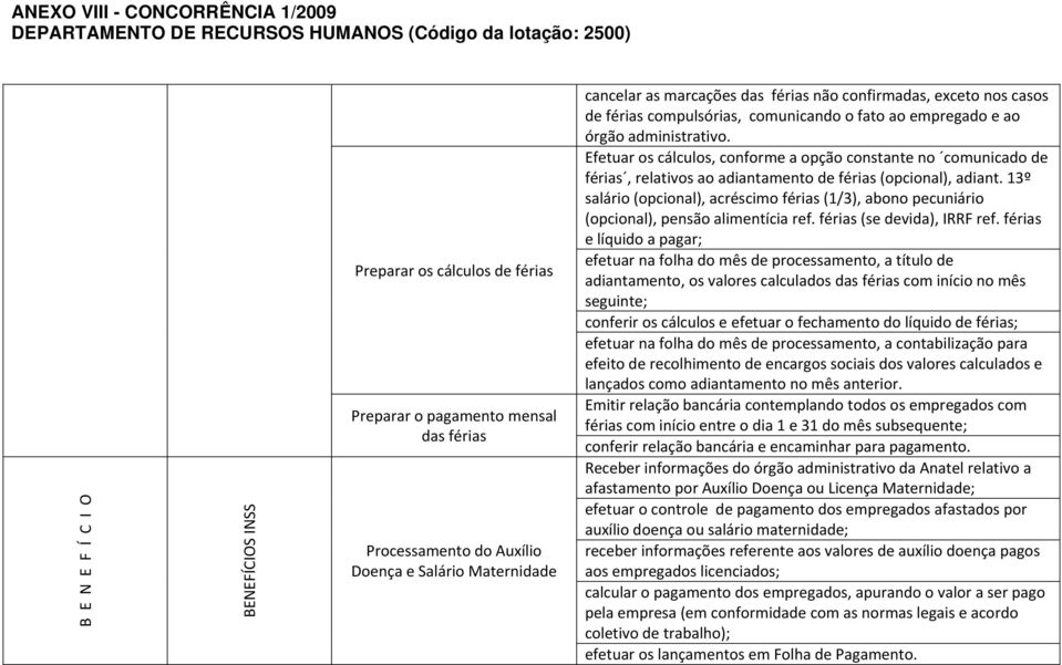 Efetuar os cálculos, conforme a opção constante no comunicado de férias, relativos ao adiantamento de férias (opcional), adiant.