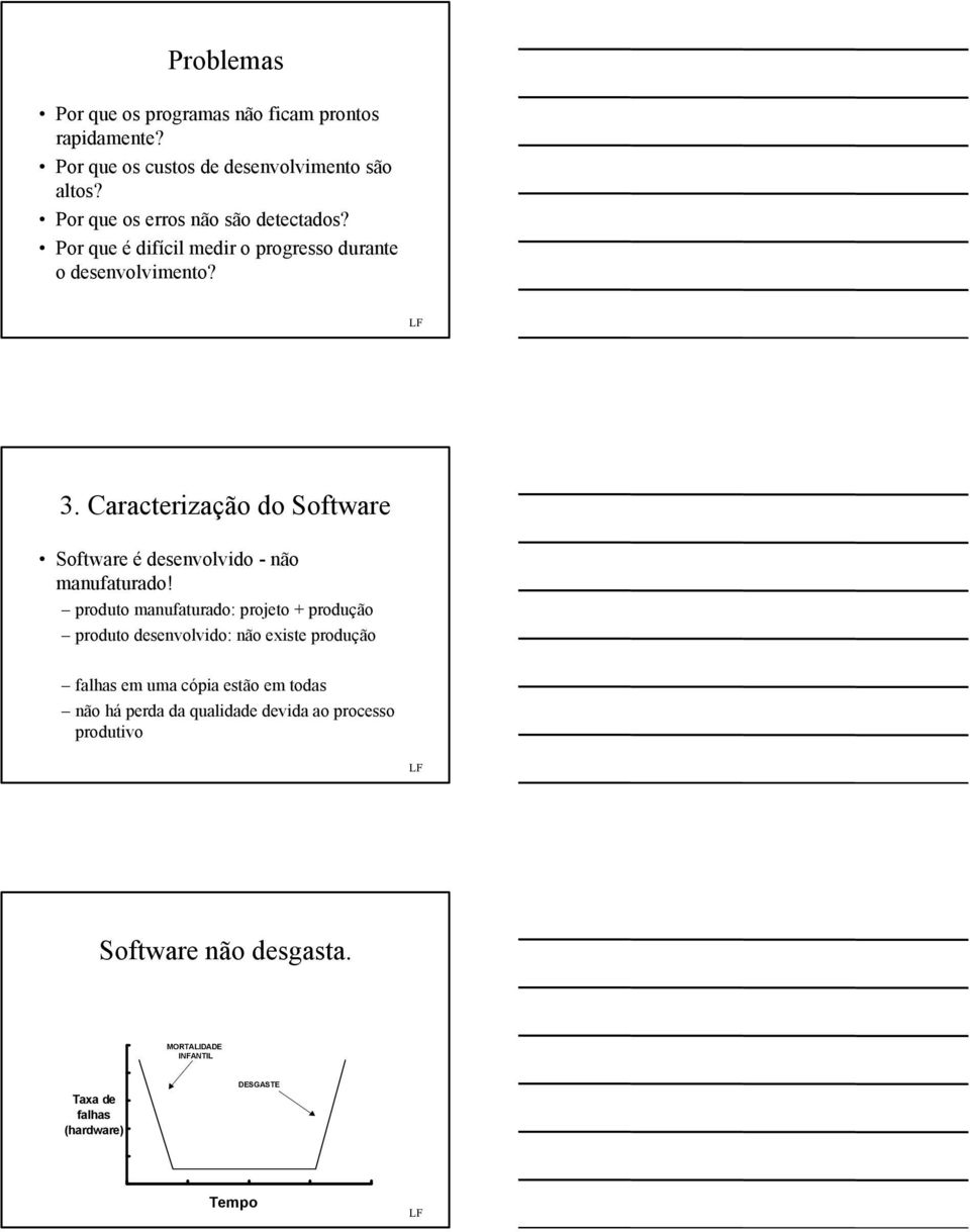 Caracterização do Software Software é desenvolvido - não manufaturado!