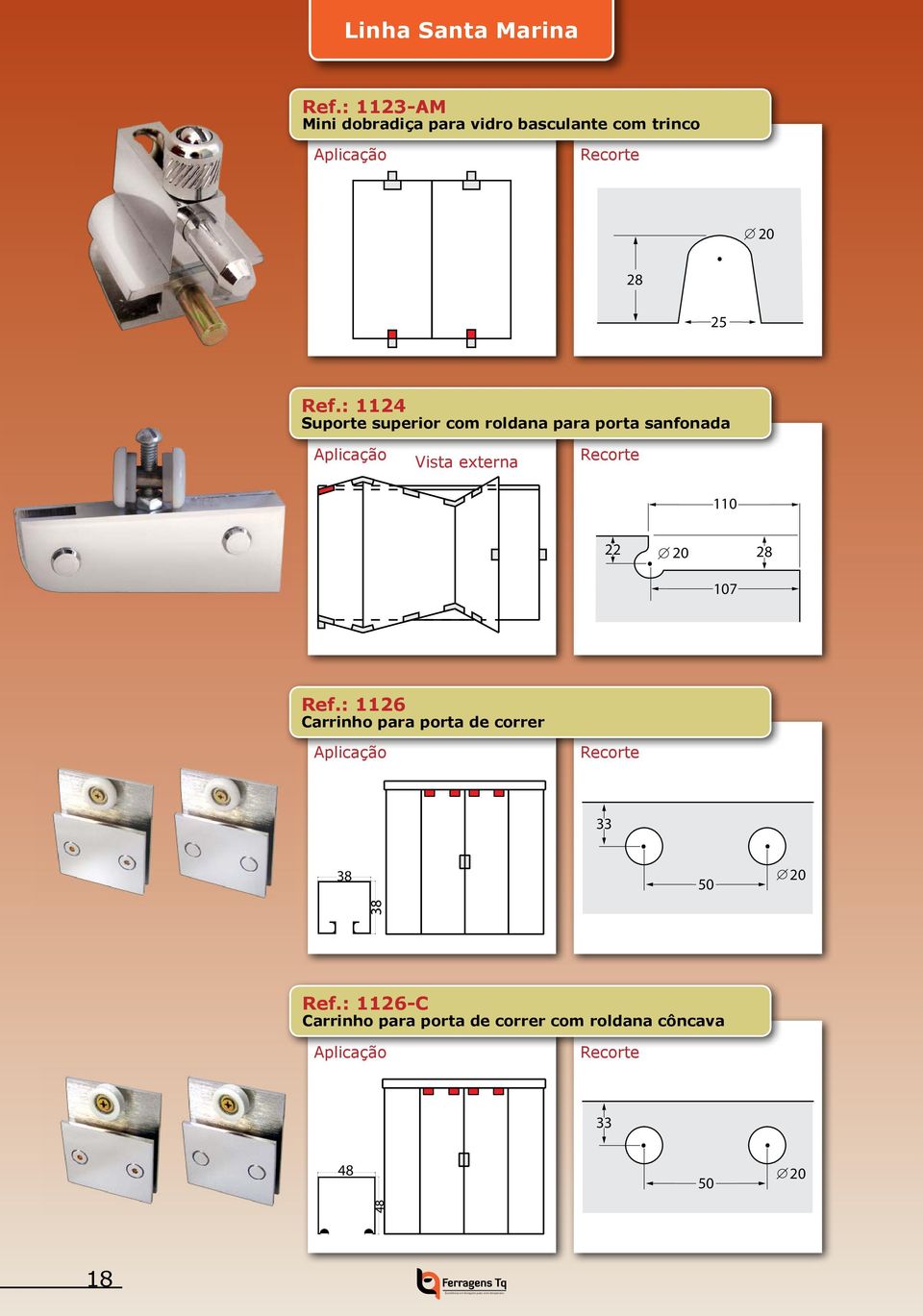 : 1126 Carrinho para porta de correr 33 38 50 Ref.