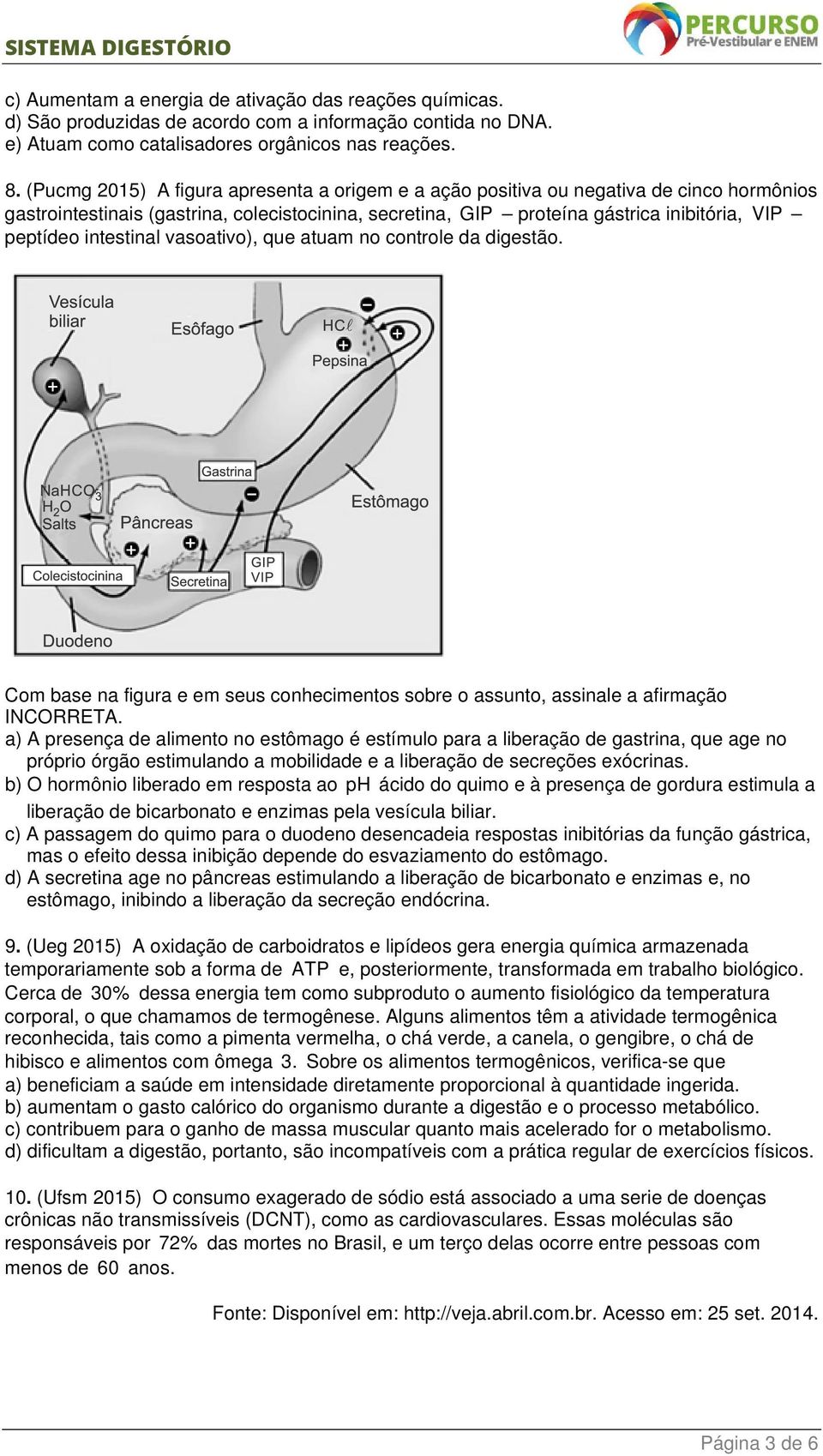 intestinal vasoativo), que atuam no controle da digestão. Com base na figura e em seus conhecimentos sobre o assunto, assinale a afirmação INCORRETA.