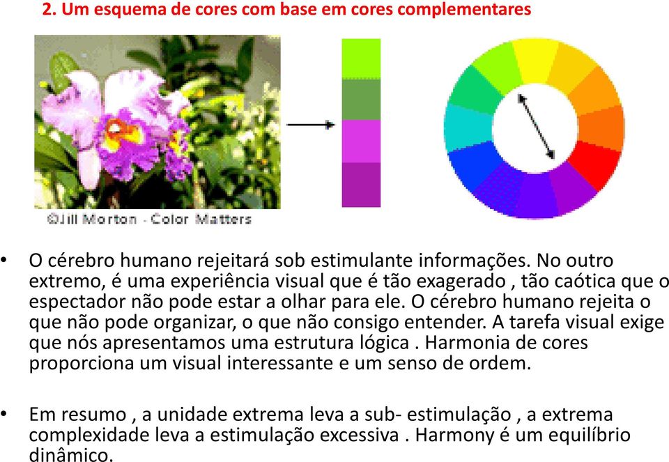 O cérebro humano rejeita o que não pode organizar, o que não consigo entender. A tarefa visual exige que nós apresentamos uma estrutura lógica.