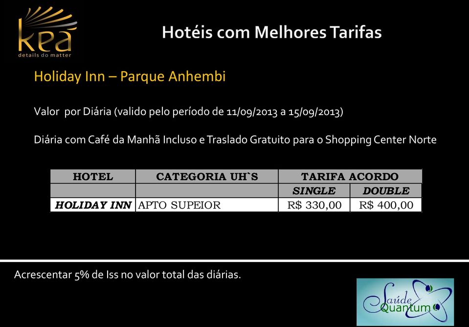 Shopping Center Norte HOTEL CATEGORIA UH`S TARIFA ACORDO SINGLE DOUBLE HOLIDAY