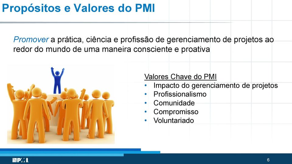 maneira consciente e proativa Valores Chave do PMI Impacto do