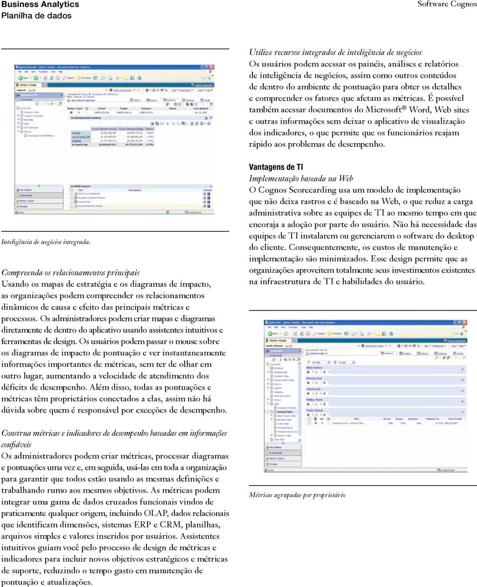 É possível também acessar documentos do Microsoft Word, Web sites e outras informações sem deixar o aplicativo de visualização dos indicadores, o que permite que os funcionários reajam rápido aos